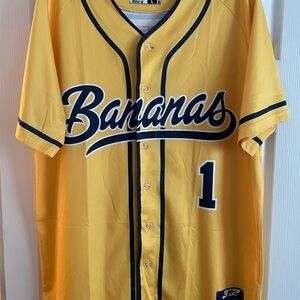 Yellow "Bananas" Baseball Jersey with Navy Trim